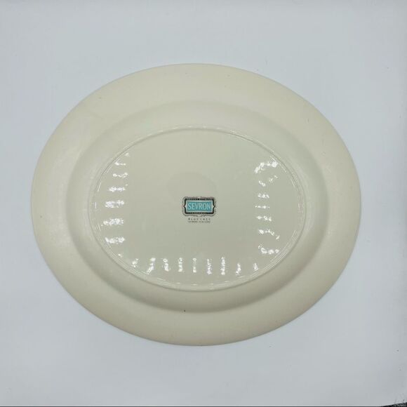 Vintage Mid-Century Homer Laughlin Sevron Blue Lace Platter - Picture 3 of 5